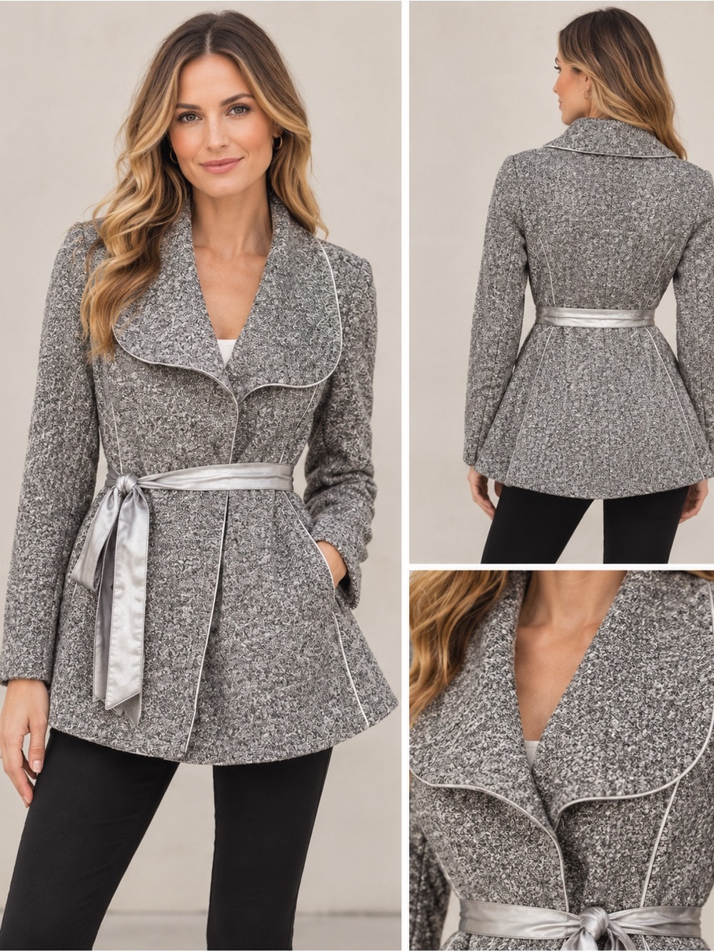 White House black market wool blend jacket nwot XL gray  lined   Clo